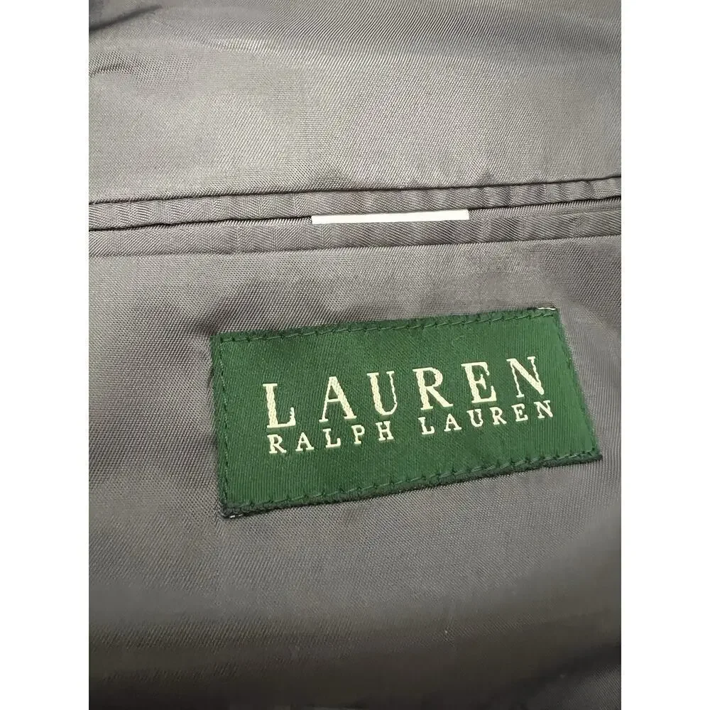 Lauren Ralph Lauren Blazer Men's 44R Gray Wool Houndstooth Sport Coat Jacket